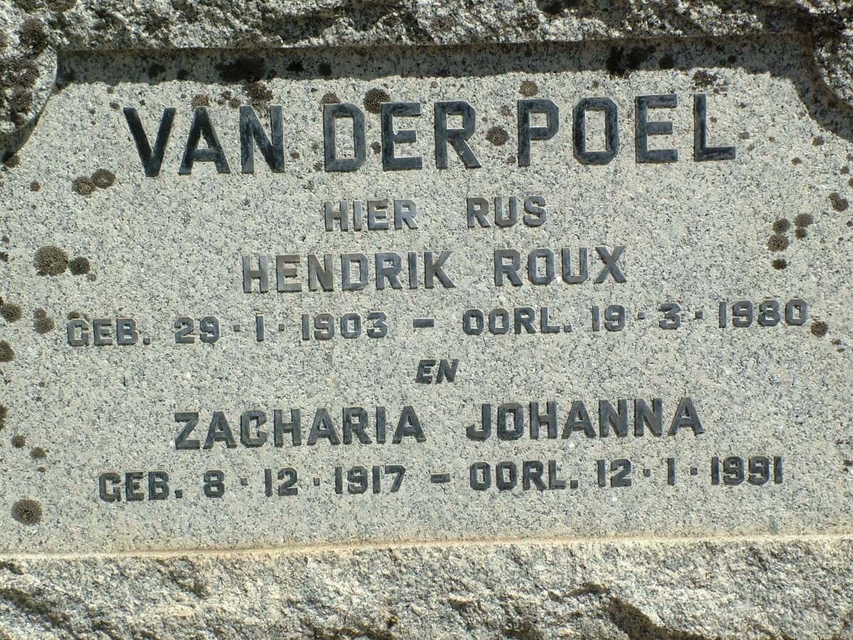 POEL Hendrik Roux, van der 1903-1980 &amp; Zacharia Johanna 1917-1991
