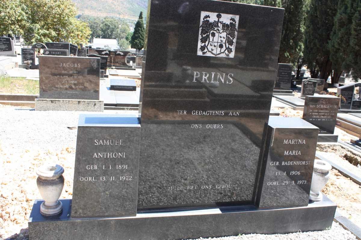 PRINS Samuel Anthoni 1891-1972 &amp; Maryna Maria BADENHORST 1906-1973