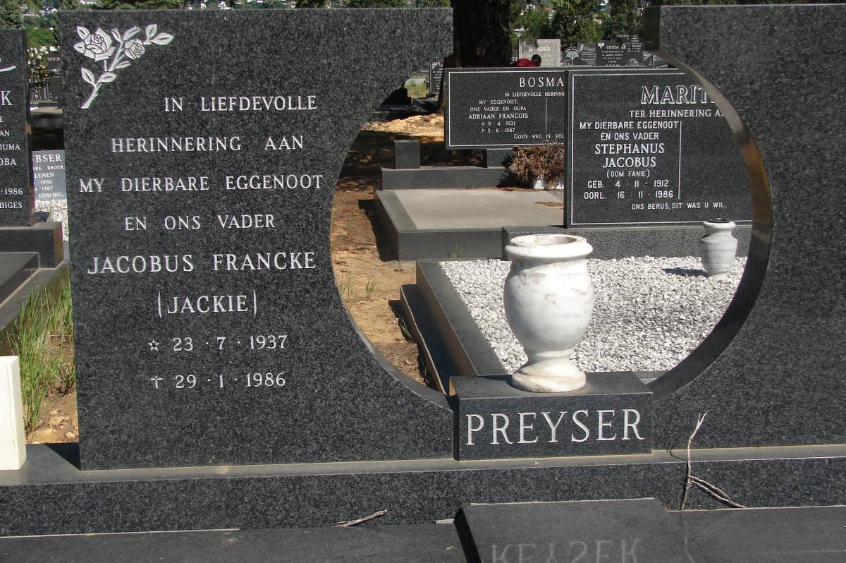 PREYSER Jacobus Francke 1937-1986