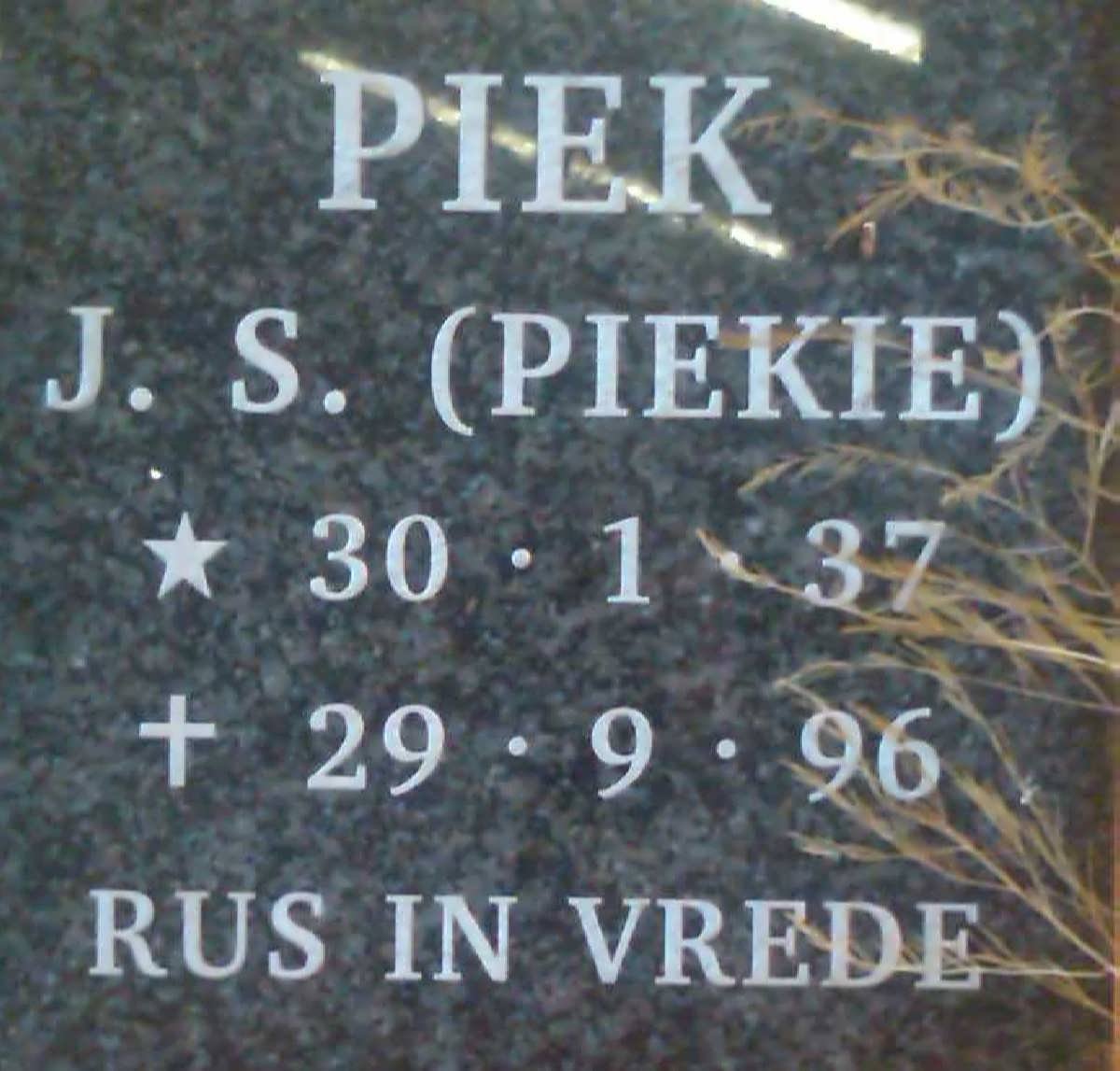 PIEK J.S. 1937-1996