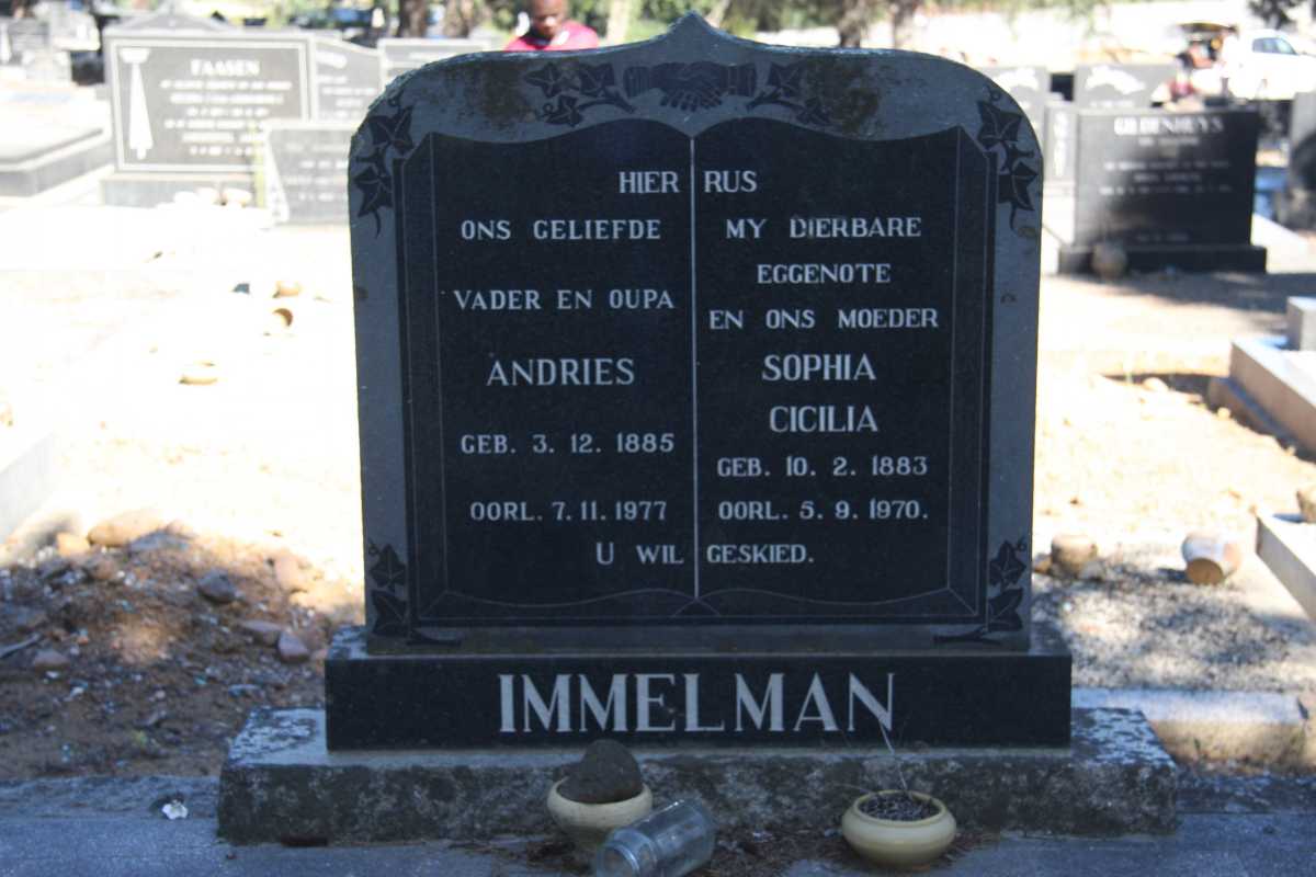 IMMELMAN Andries 1885-1977 & Sophia Cicilia 1883-1970