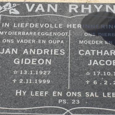 RHYN Jan Andries Gideon, van 1927-1999 &amp; Catharina Jacoba 1930-2005