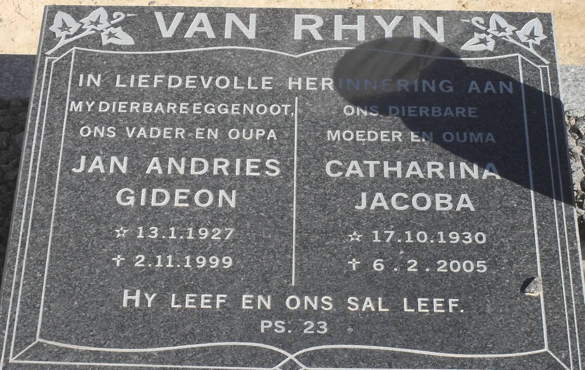 RHYN Jan Andries Gideon, van 1927-1999 &amp; Catharina Jacoba 1930-2005