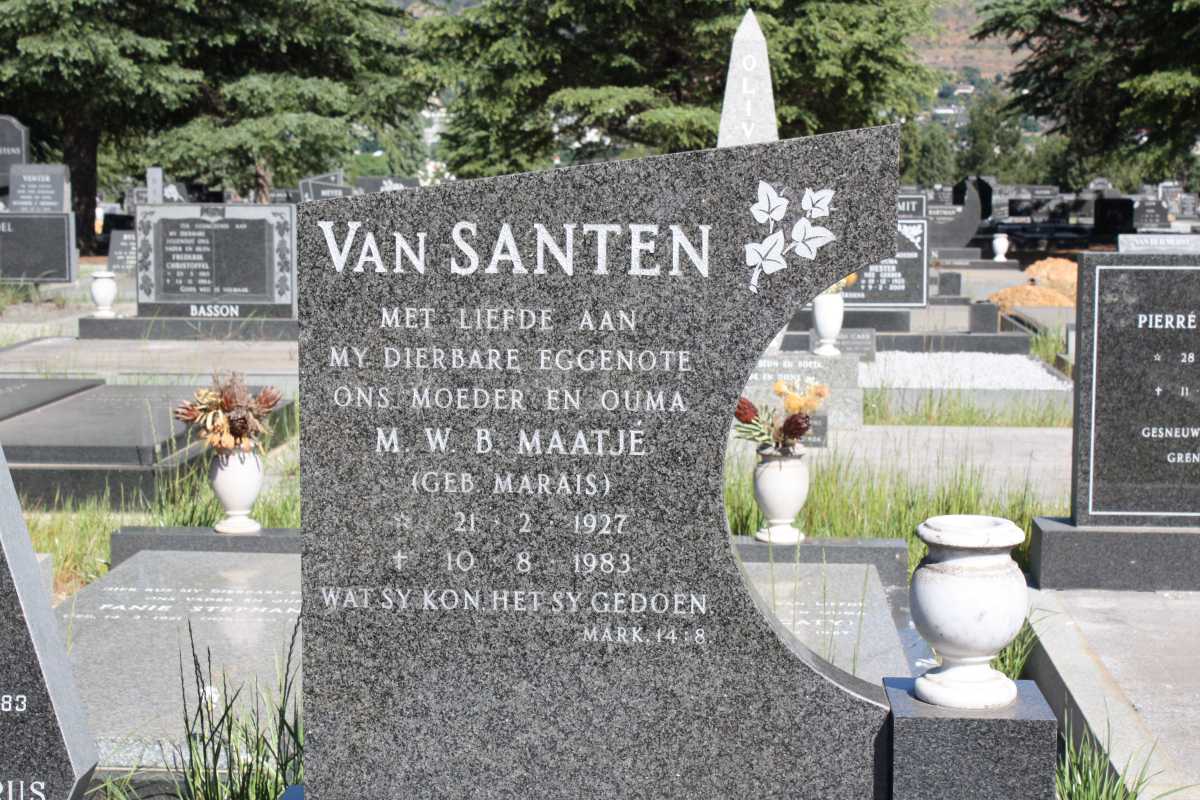 SANTEN M.W.B, van nee MARAIS 1927-1983