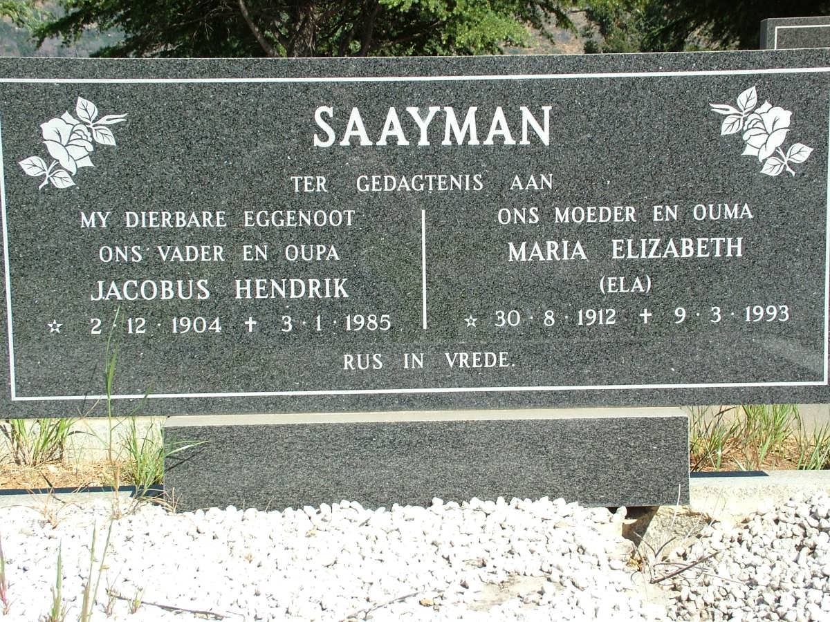 SAAYMAN Jacobus Hendrik 1904-1985 & Maria Elizabeth 1912-1993