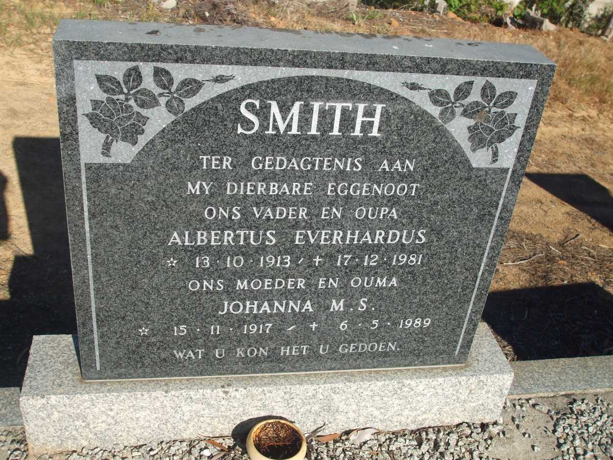 SMITH Albertus Everhardus 1913-1981 & Johanna M.S. 1917-1989