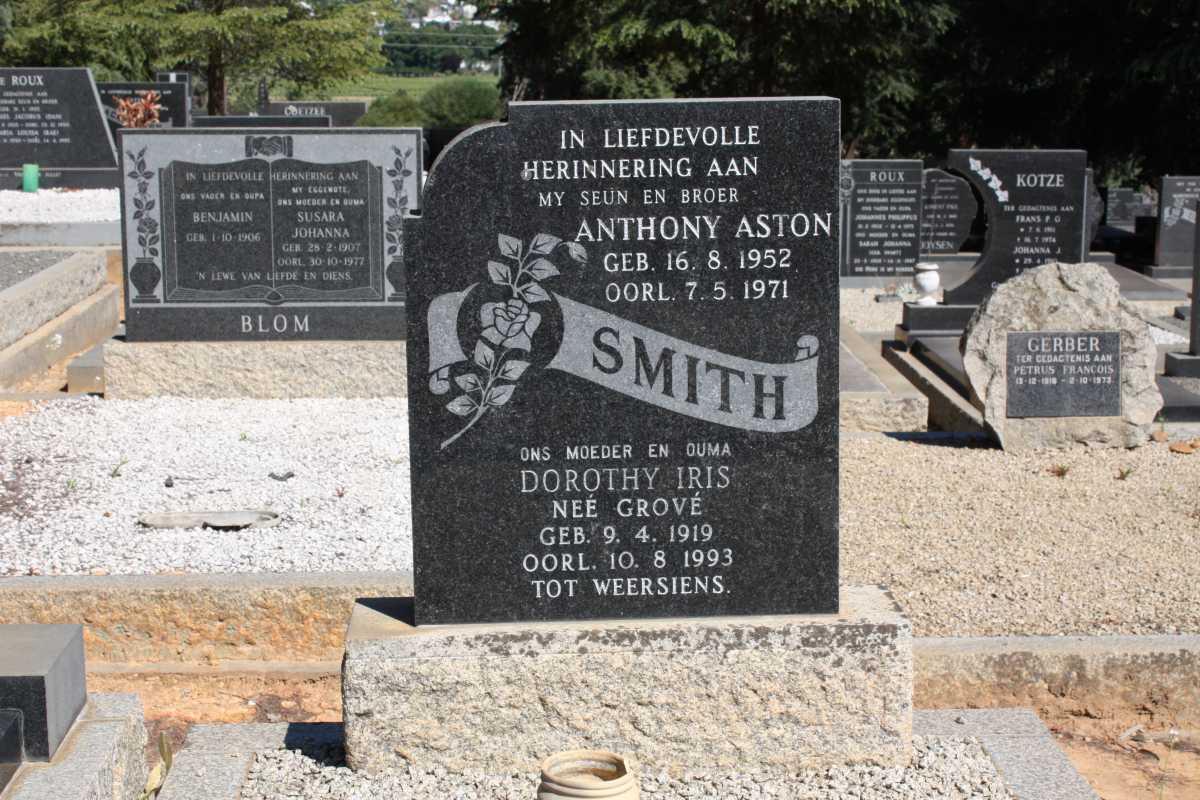 SMITH Anthony Aston 1952-1971 & Dorothy Iris GROVE 1919-1993