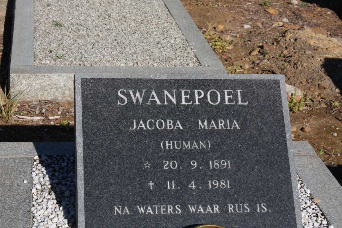 SWANEPOEL Jacoba Maria nee HUMAN 1891-1981