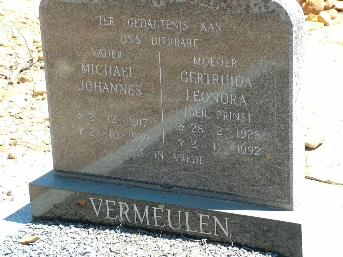 VERMEULEN Michael Johannes 1917-1989 &amp; Getruida Leonora PRINS 1928-1992
