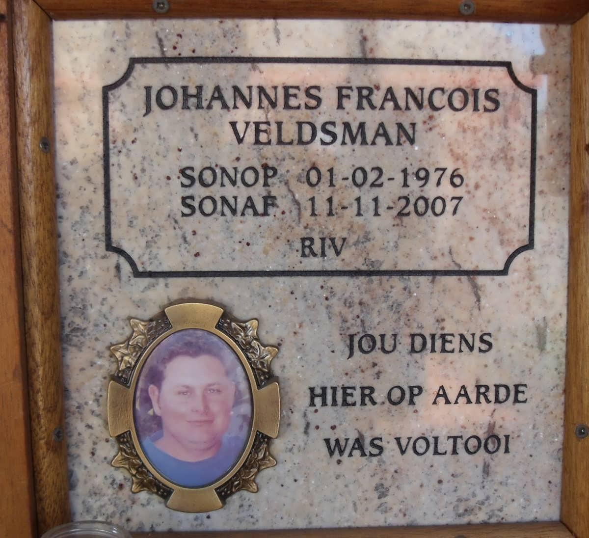 VELDSMAN Johannes Francois 1976-2007