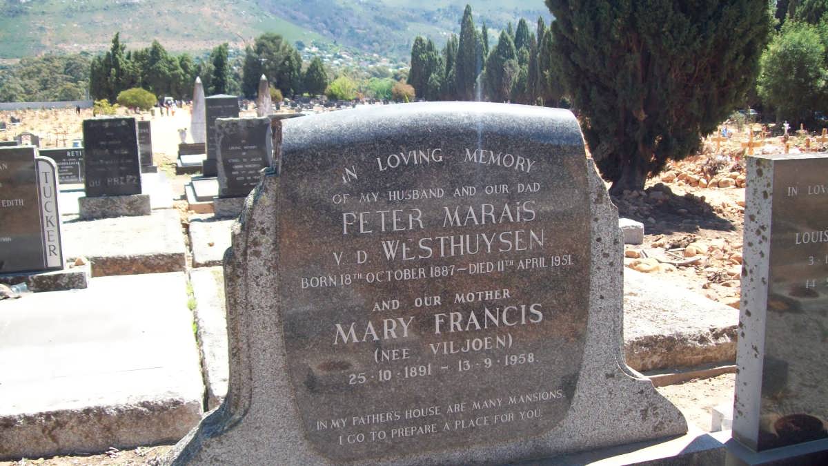 WESTHUYSEN Peter Marais, V.D. 1887-1951 & Mary Francis VILJOEN 1891-1958 :: WESTHUYSEN Louis Botha, V.D. 1914-1985