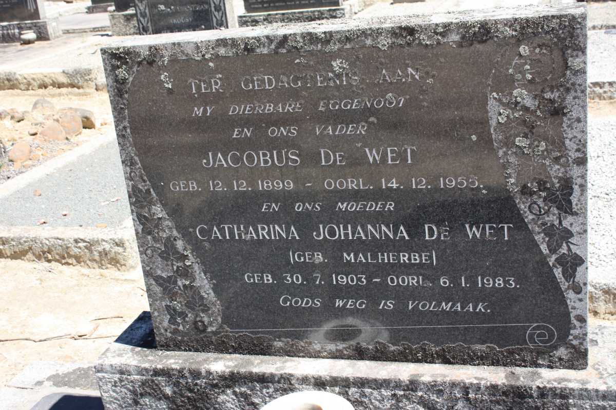 WET Jacobus, de 1899-1955 & Catharina Johanna MALHERBE 1903-1983