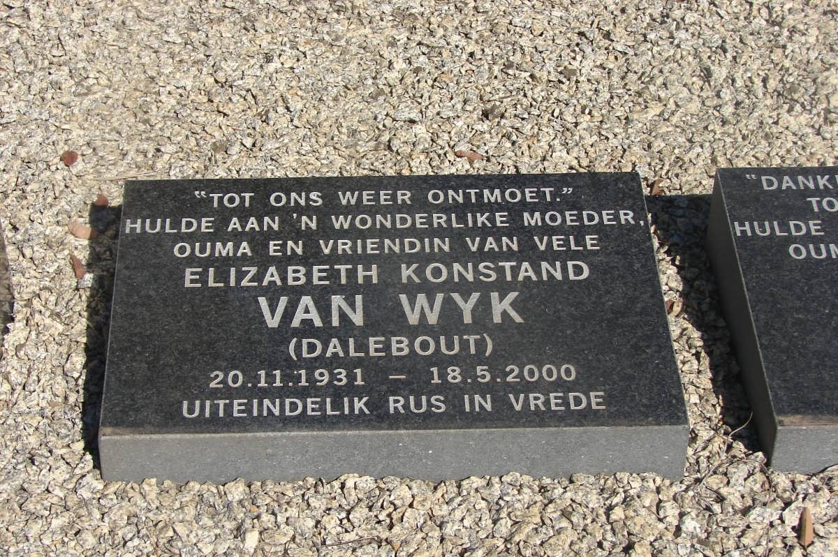 WYK Elizabeth Konstand, van nee DALEBOUT 1931-2000