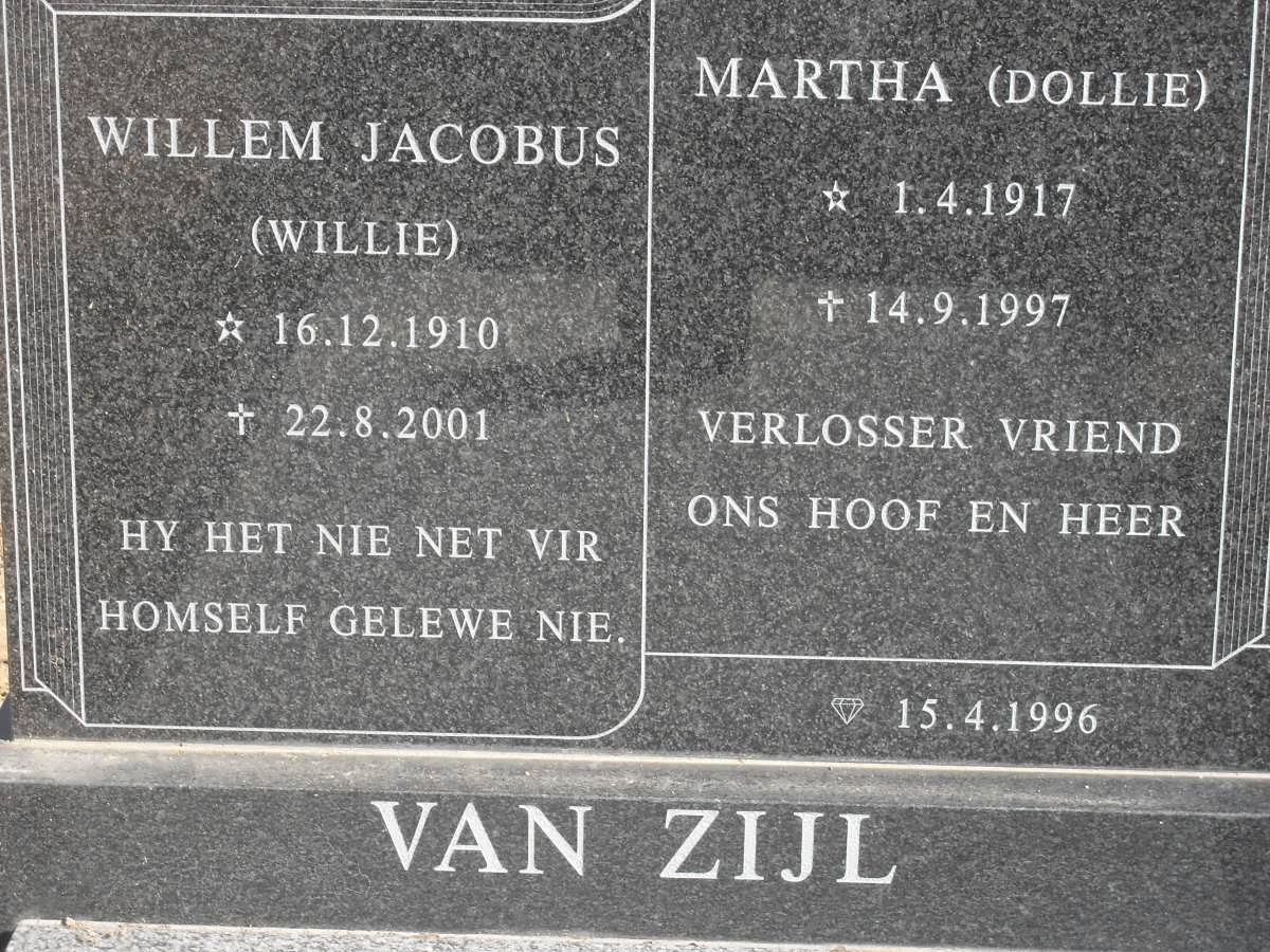 ZIJL Willem Jacobus, van 1910-2001 &amp; Martha 1917-1997