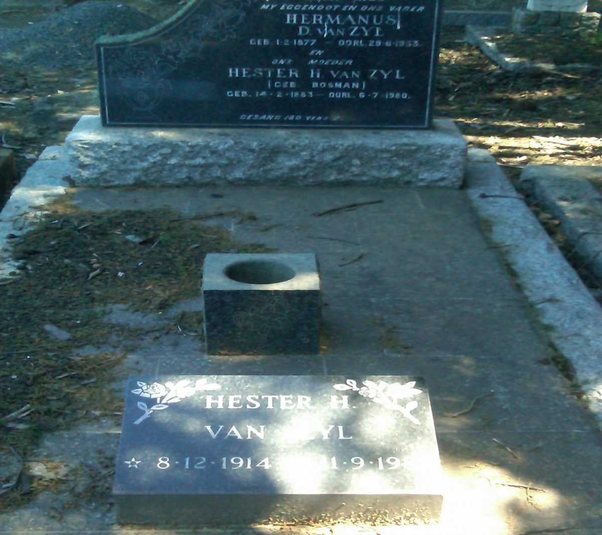 ZYL Hermanus D., van 1877-1953 &amp; Hester H. BOSMAN 1883-1980 :: ZYL Hester H., van 1914-1988