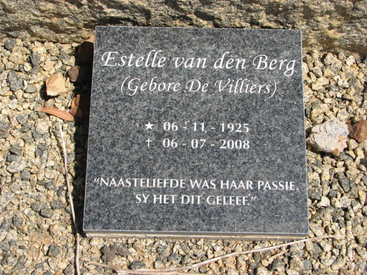 BERG Estelle, van den nee DE VILLIERS 1925-2008