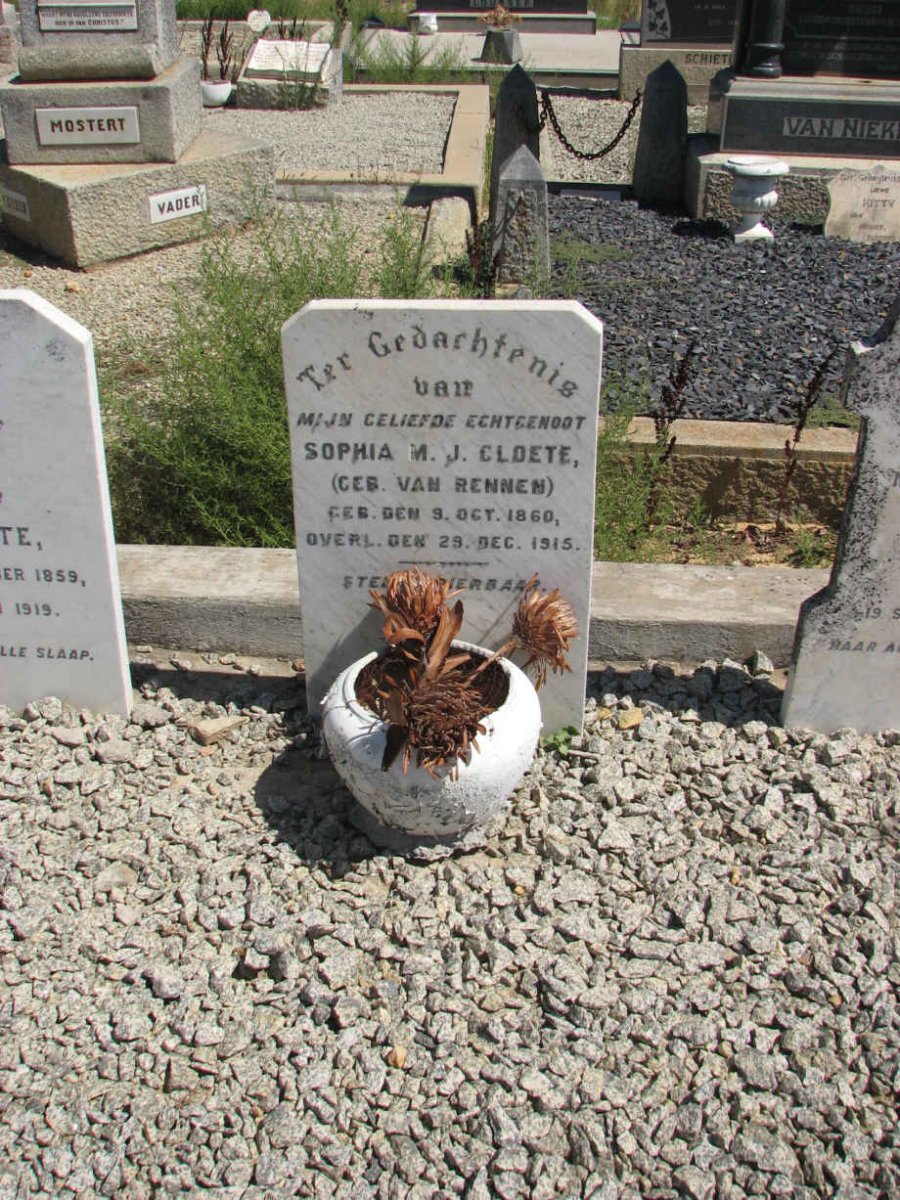 CLOETE Sophia M.J. nee VAN RENEN 1860-1915