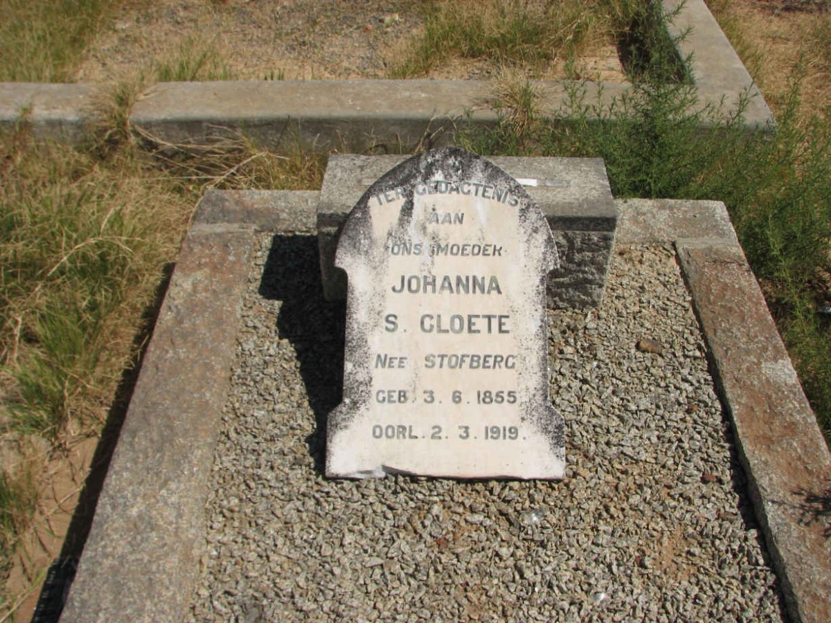 CLOETE Johanna S. nee STOFBERG 1855-1919