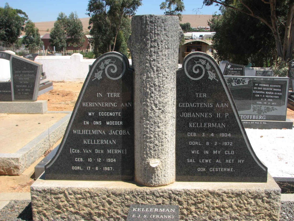 KELLERMAN Johannes H.P. 1904-1972 &amp; Wilhelmina Jacoba VAN DER MERWE 1904-1967
