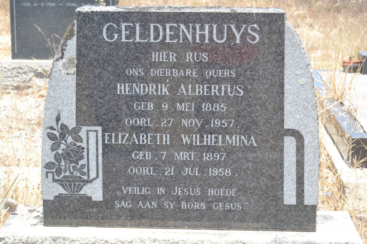 GELDENHUYS Hendrik Albertus 1885-1957 &amp; Elizabeth Wilhelmina 1897-1958