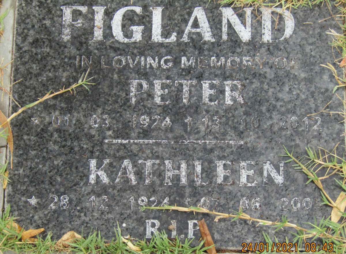 FIGLAND Peter 1924-2012 &amp; Kathleen 1924-2005