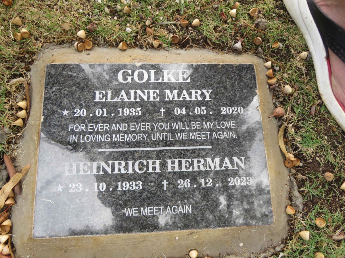 GOLKE Heinrich Herman 1933-2023 & Elaine Mary 1935-2020