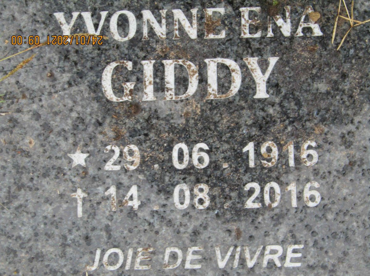 GIDDY Yvonne Ena 1916-2016