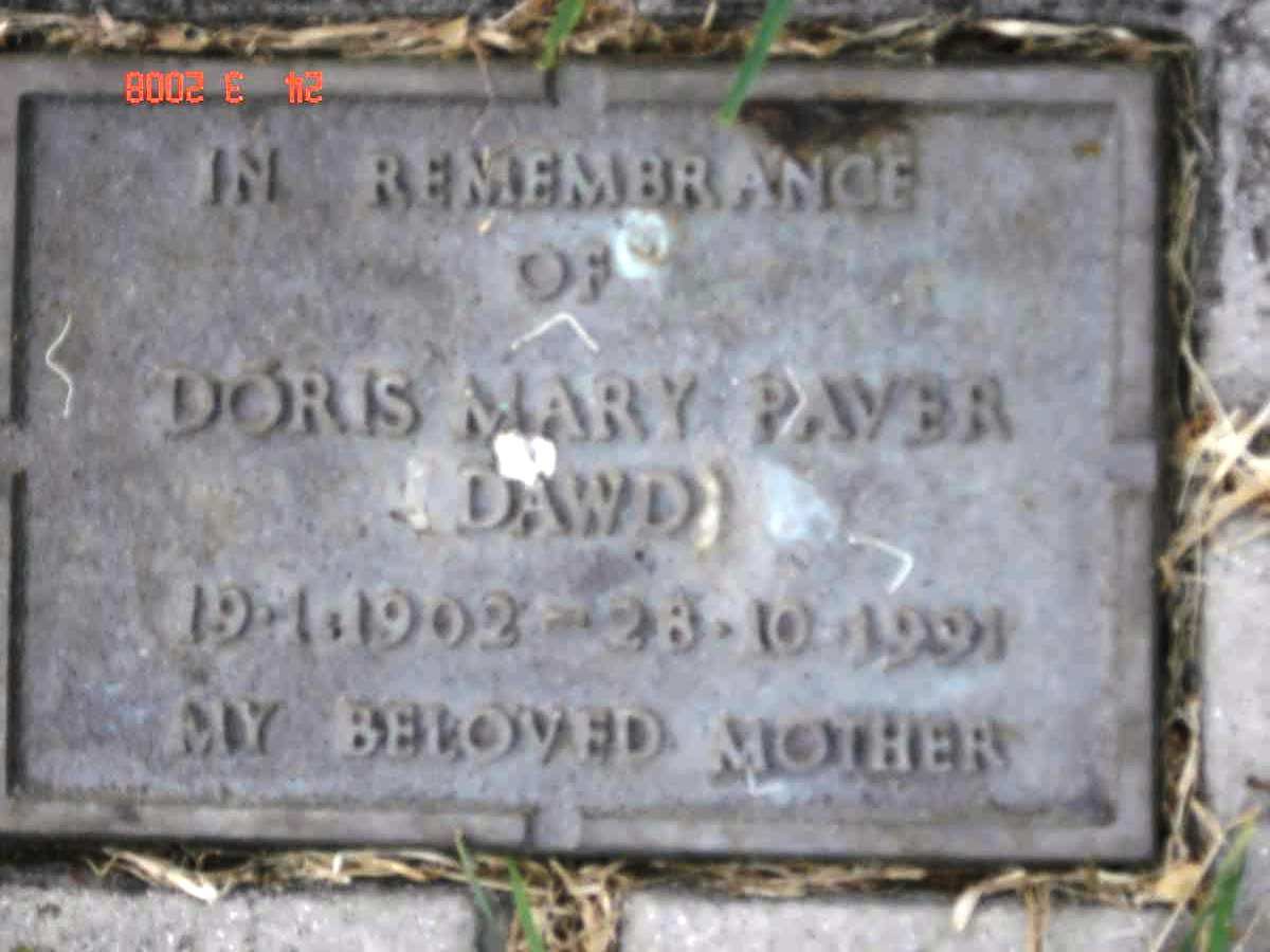 PAVER Doris Mary nee DAWD 1902-1991