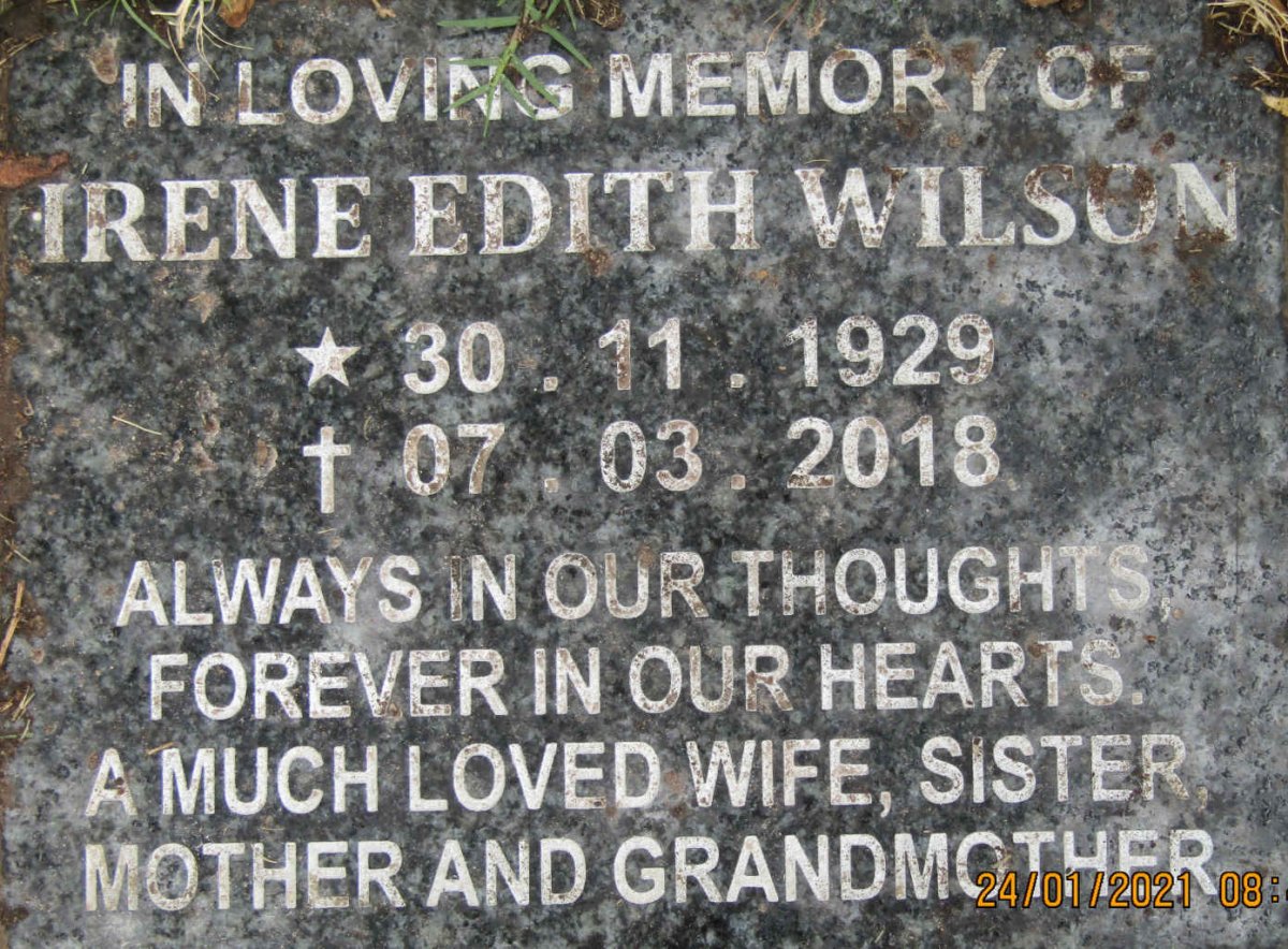 WILSON Irene Edith 1929-2018