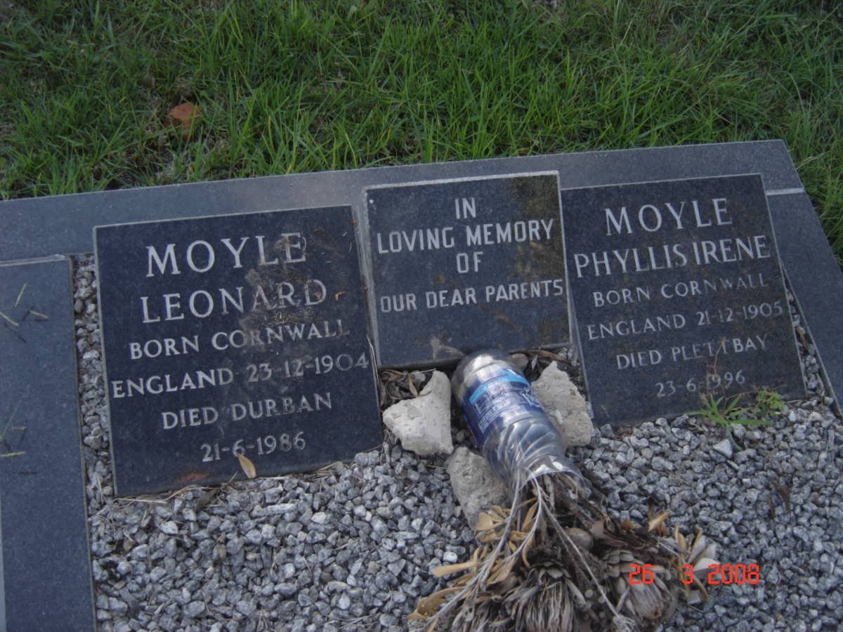 MOYLE Leonard 1904-1986 &amp; Phyllis Irene 1905-1996