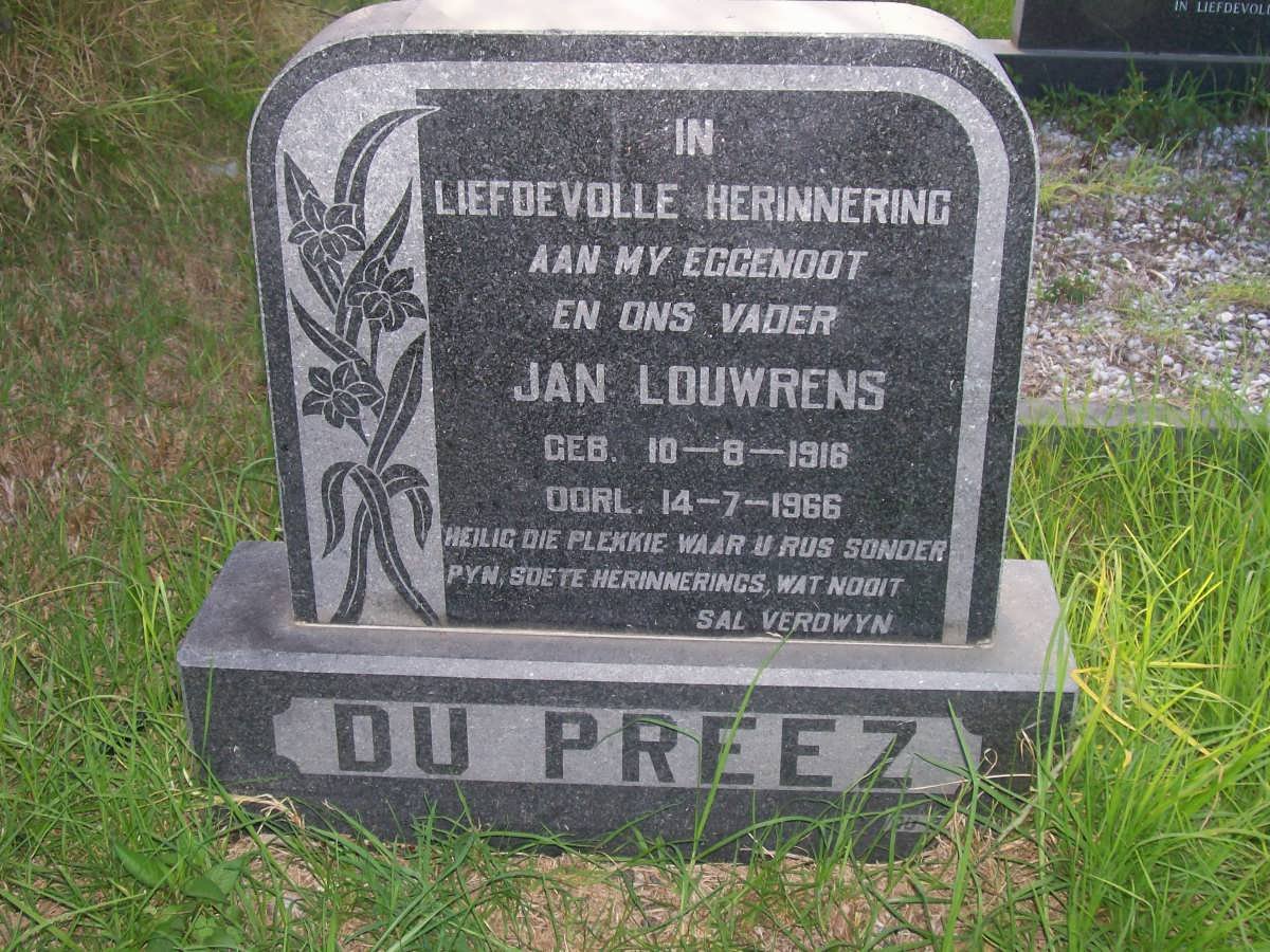 PREEZ Jan Lowrens, du 1916-1966