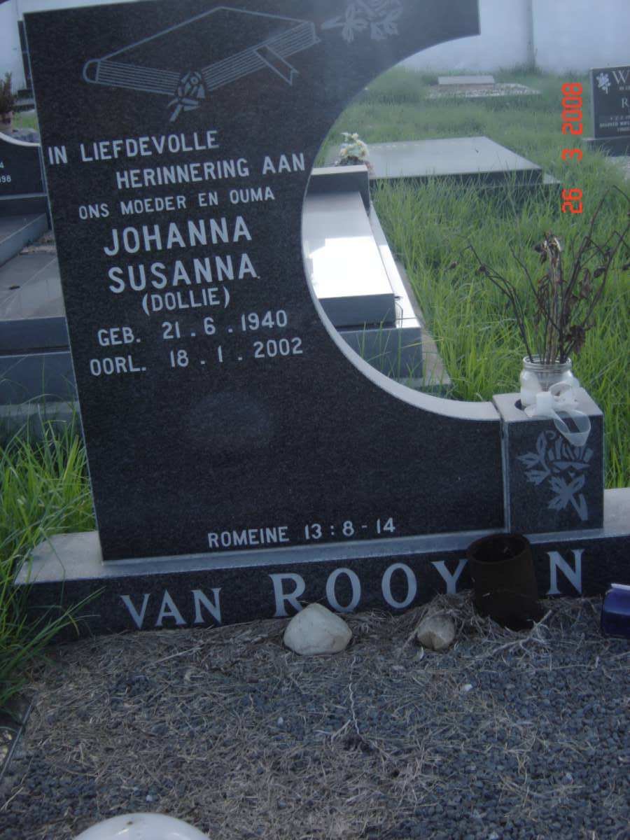 ROOYEN  Johanna Susanna, van 1940-2002