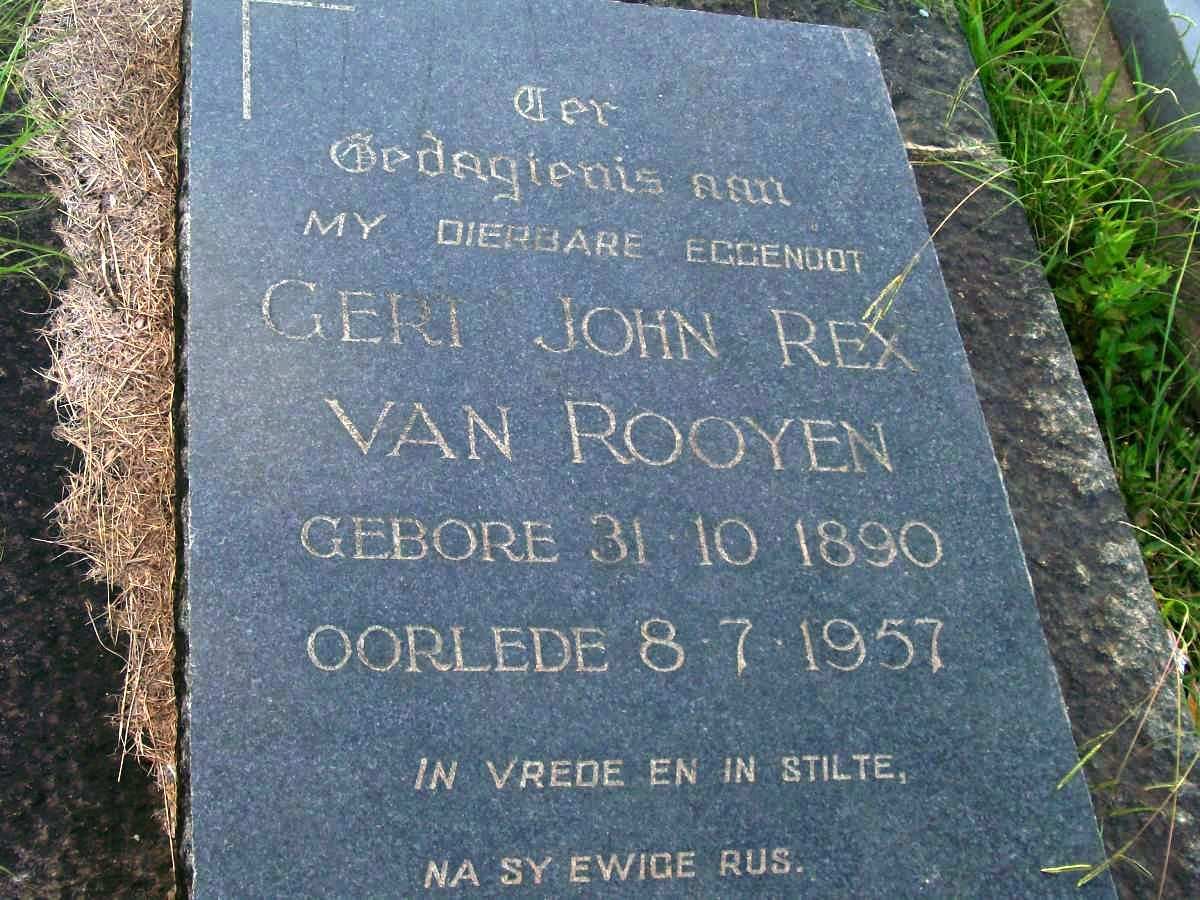 ROOYEN Gert John Rex, van 1890-1957