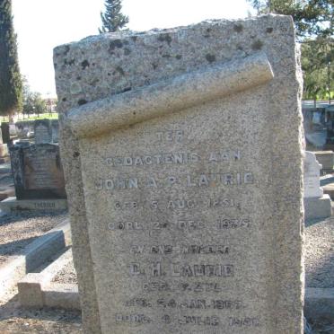 LAURIE John A.P. 1851-1935 &amp; C.H. V. ZYL 18?7-1941