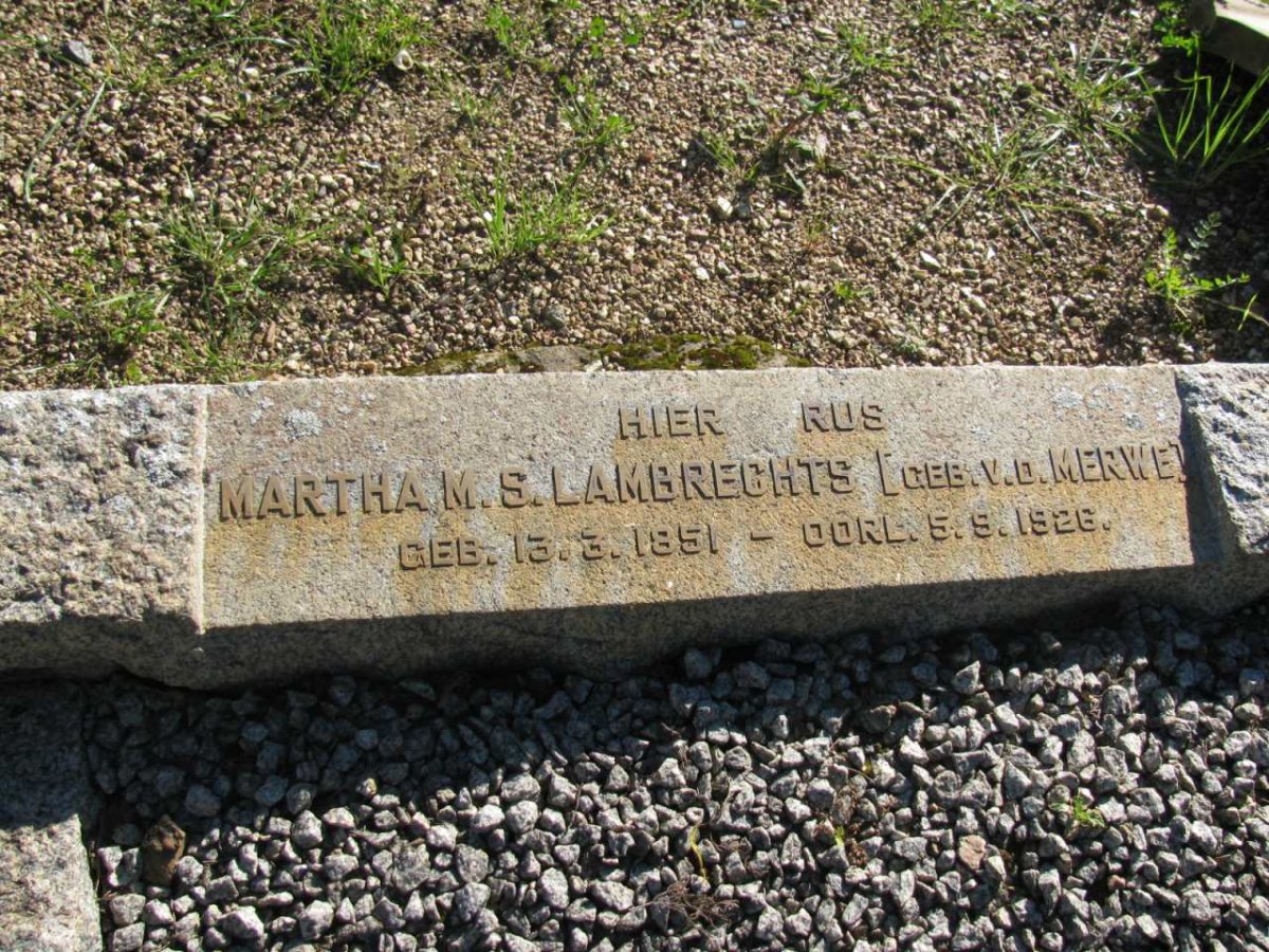 LAMBRECHTS Martha M.S. nee V.D. MERWE 1851-1926
