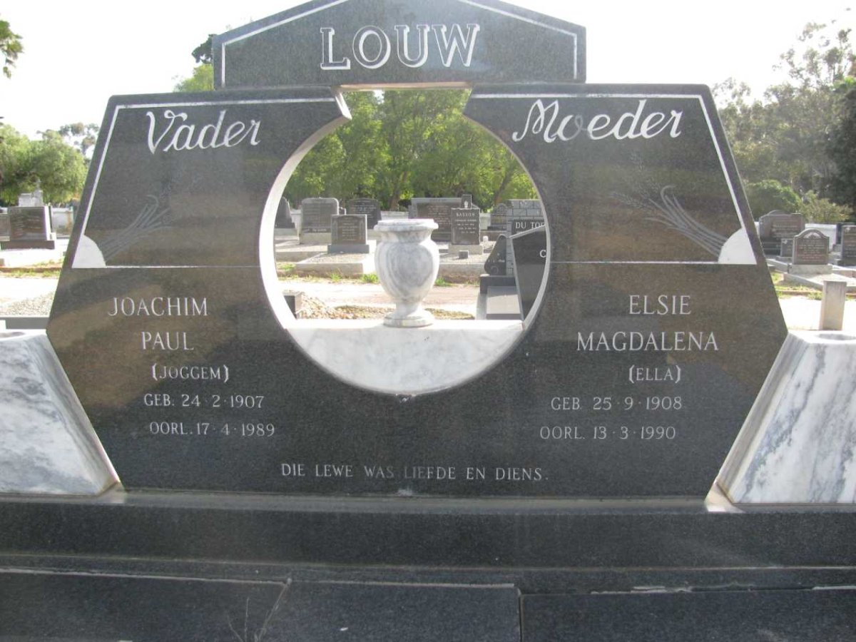 LOUW Joachim Paul 1907-1989 &amp; Elsie Magdalena 1908-1990