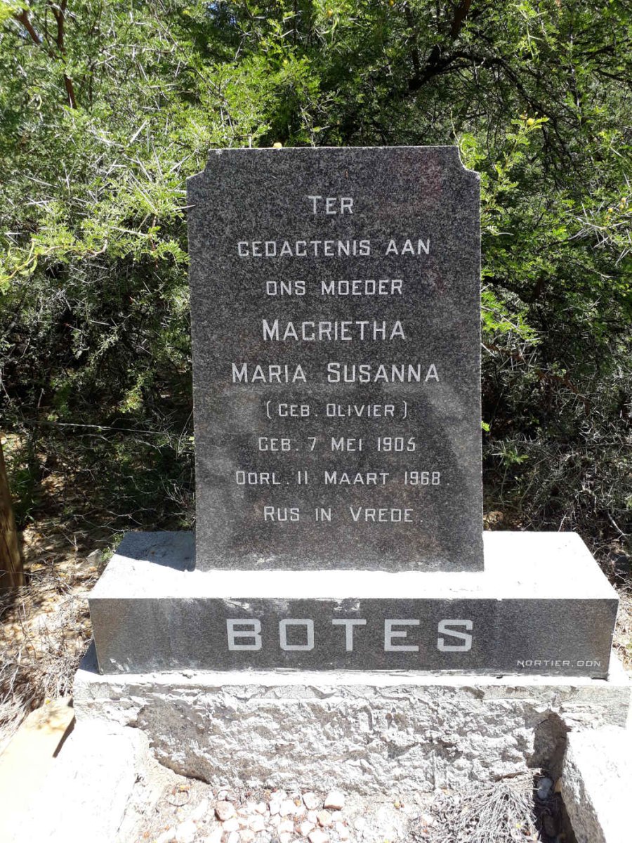 BOTES Magrietha Maria Susanna nee OLIVIER 1905-1968
