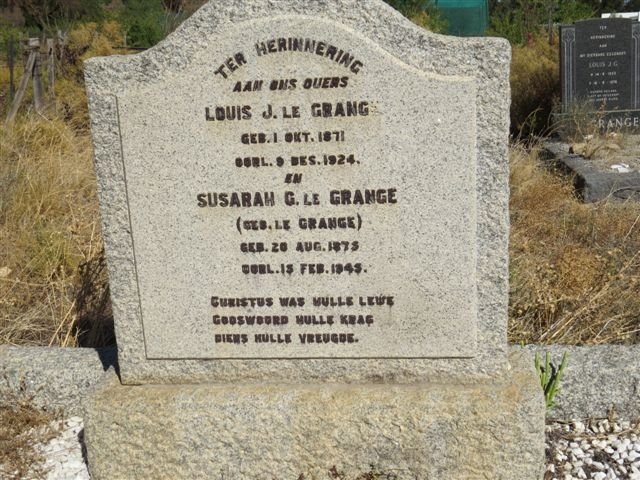 GRANGE Louis J., le 1871-1924 &amp; Susarah G. LE GRANGE 1875-1945