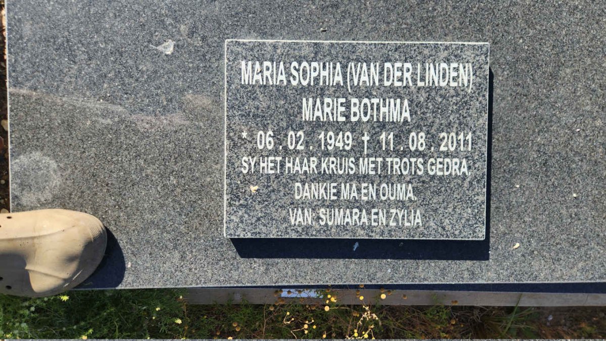 BOTHMA Maria Sophia nee VAN DER LINDEN 1949-2011