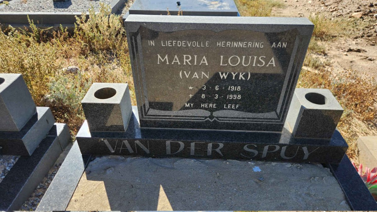SPUY Maria Louisa, van der nee VAN WYK 1918-1998
