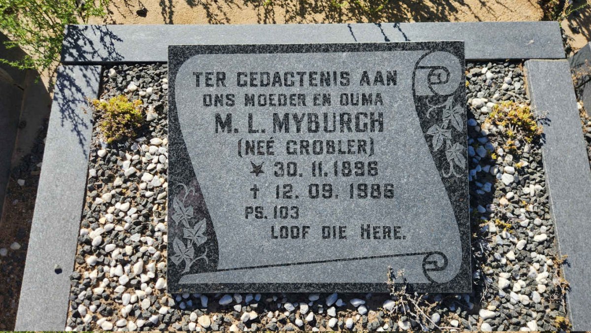 MYBURGH M.L. nee GROBLER 1896-1986