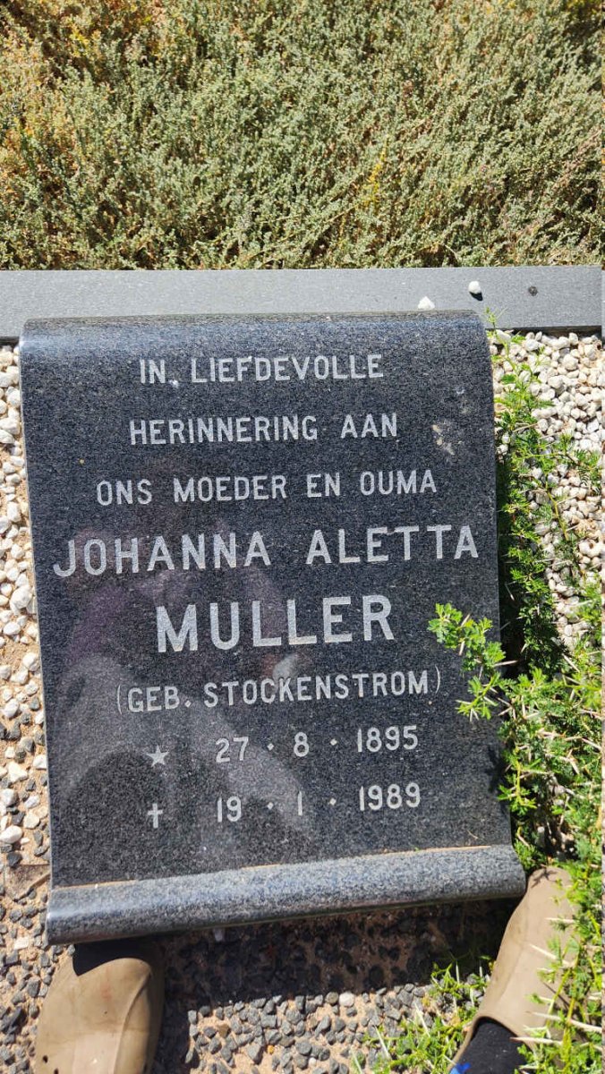 MULLER Johanna Aletta nee STOCKENSTROM 1895-1989