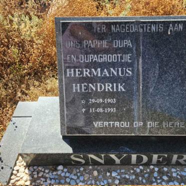 SNYDERS Hermanus Hendrik 1903-1993