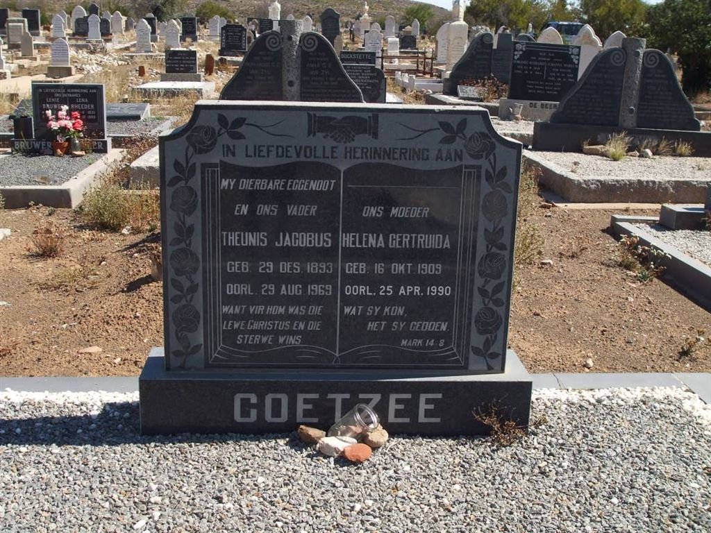 COETZEE Theunis Jacobus 1893-1969 &amp; Helena Gertruida 1909-1990