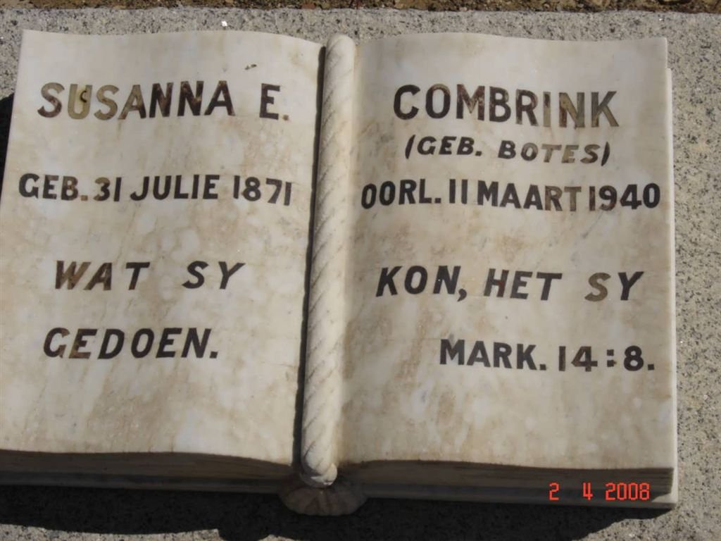 COMBRINK Susanna E. nee BOTES 1871-1940