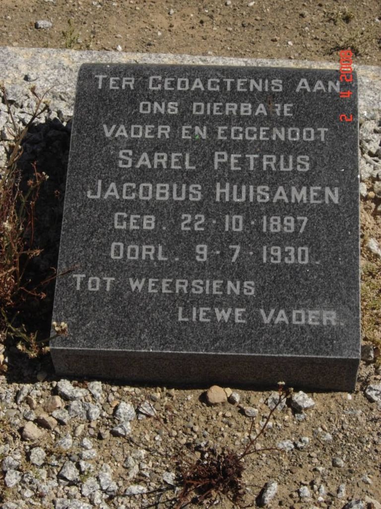 HUISAMEN Sarel Petrus Jacobus 1897-1930