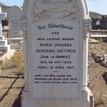 HATTINGH Maria Johanna Hendrika nee LE GRANGE 1856-1927