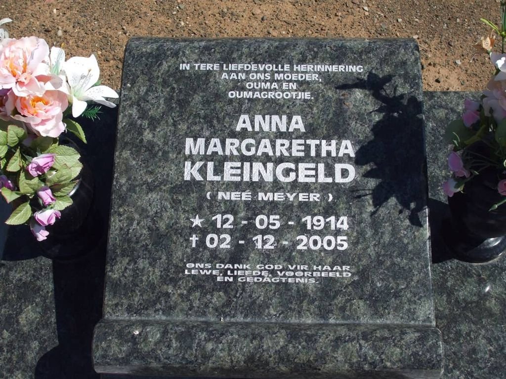 KLEINGELD Anna Margaretha nee MEYER 1914-2005