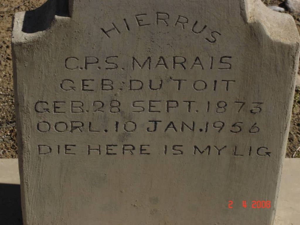 MARAIS C.P.S. nee DU TOIT 1873-1956