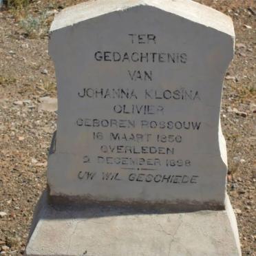 OLIVIER Johanna Klosina nee ROSSOUW 1850-1898